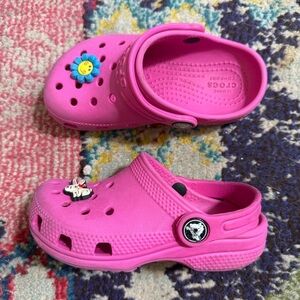 Crocs Kids Pink Clogs with Fun Charms size c9